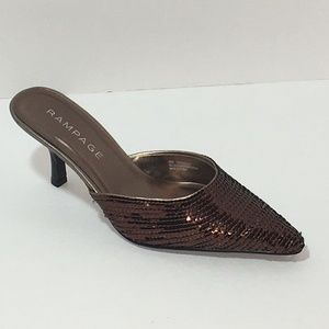 NIB - RAMPAGE BROWN BRONZE SEQUIN MULES - SIZE 8M